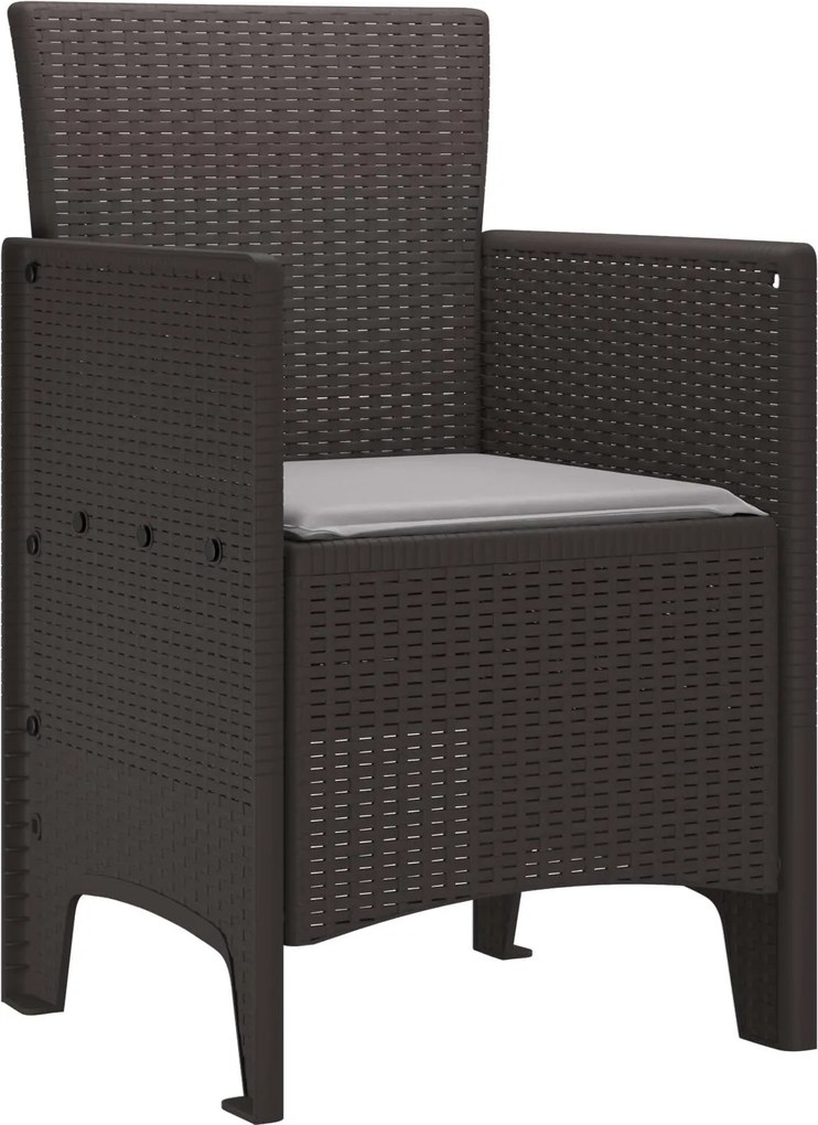 vidaXL Kerti Szék párnával 2 pcs Barna 53 x 49 x 85 cm Polipropilén
