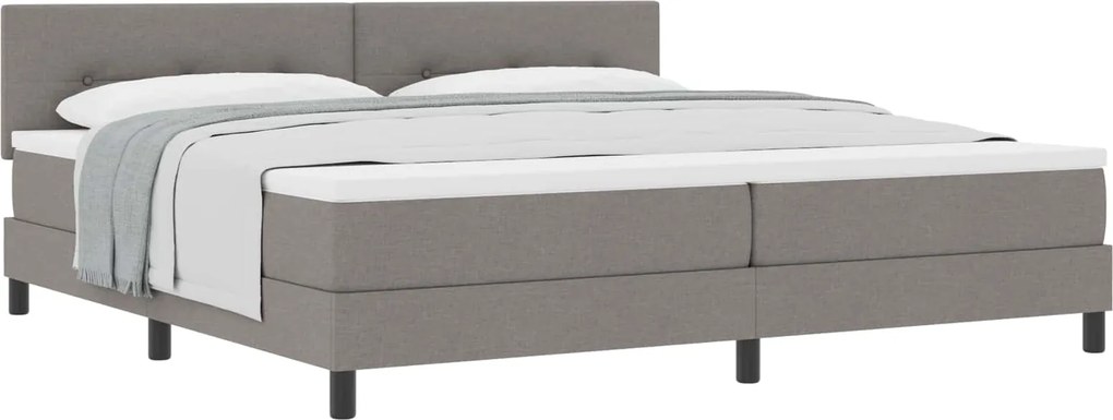 vidaXL Boxrugós ágy matracmal fejtámlával Tópszínű 200 x 200 cm szövet