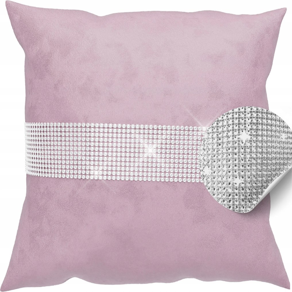 Párnahuzat, 40x40 cm, velúr, cirkónia kövekkel díszített, velvet, nappaliba