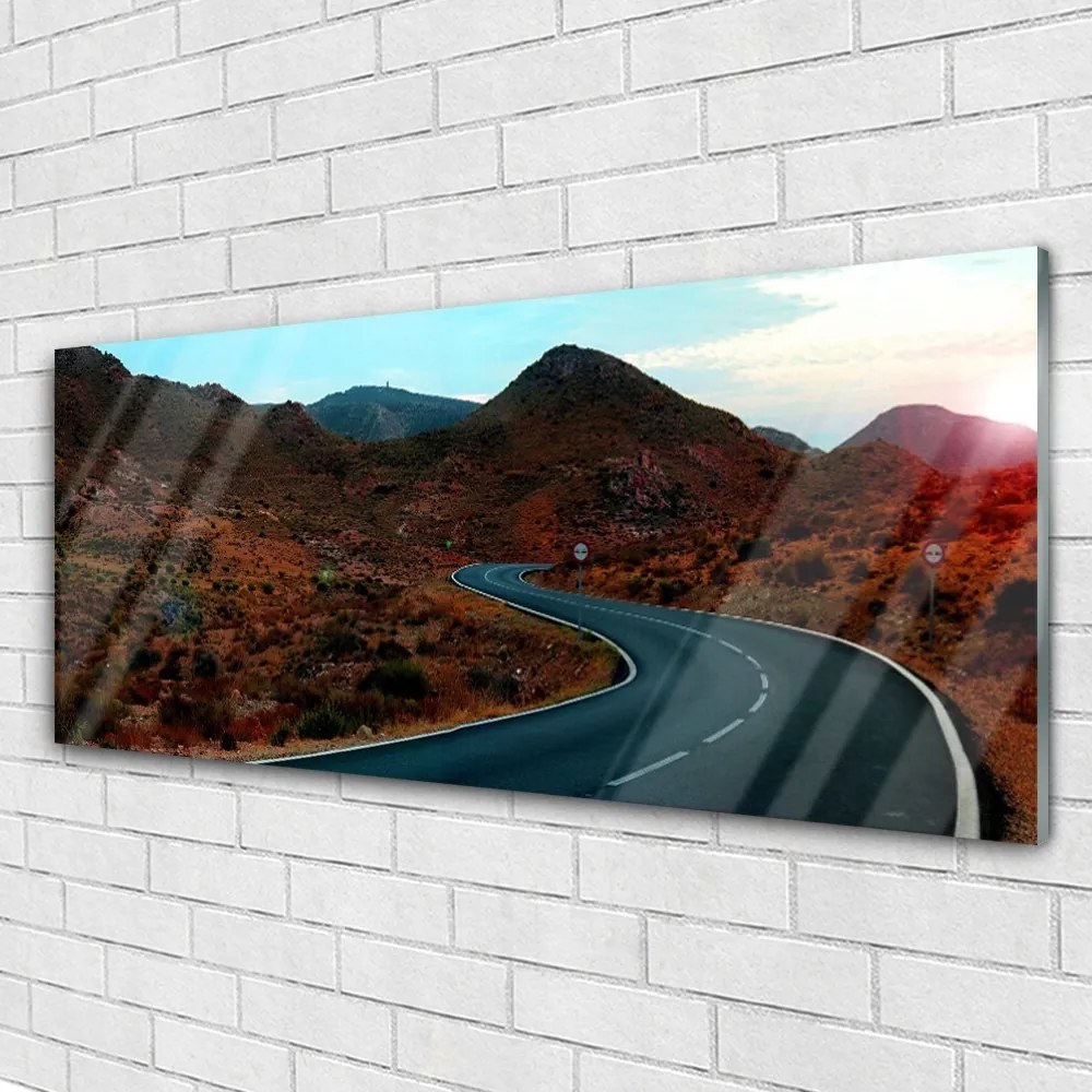 Üvegkép falra Desert Mountain Road 125x50 cm