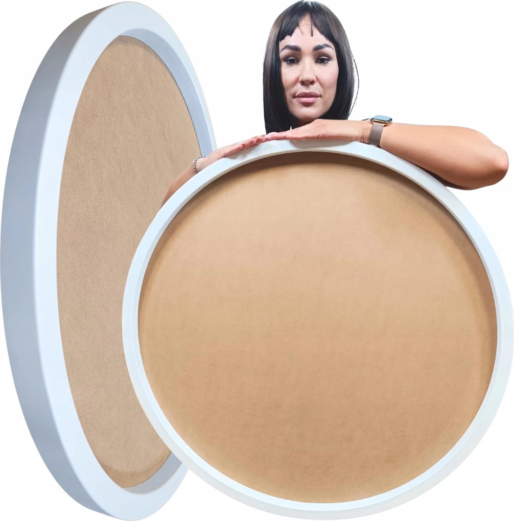 Fa keret Kerek fehér moha Alap Diy Dekoráció 80cm