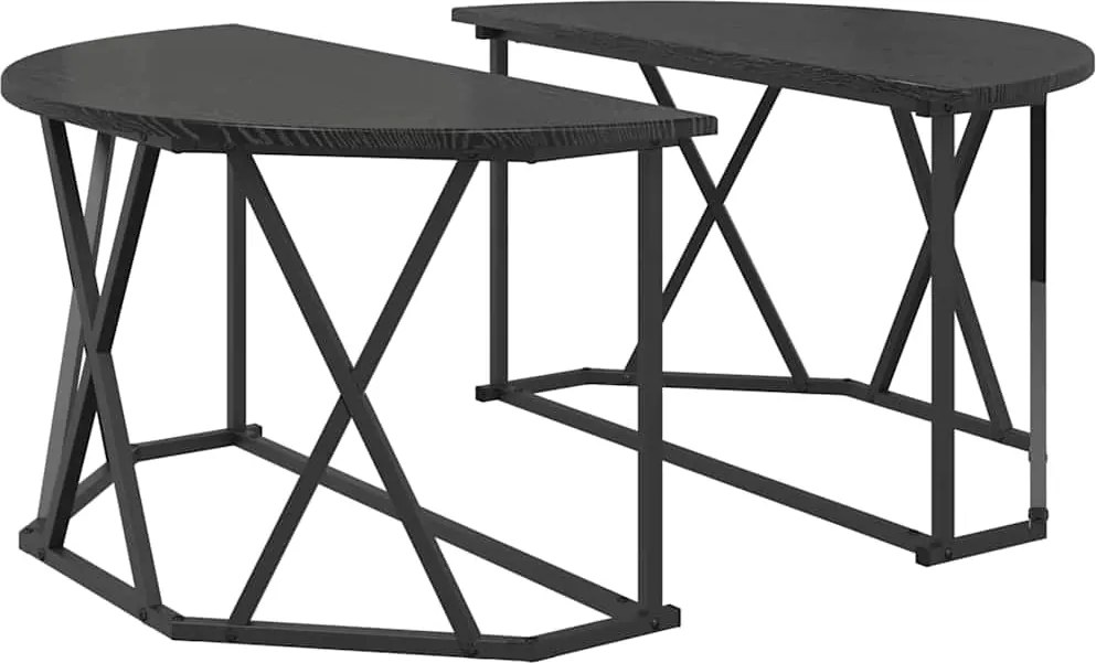 vidaXL Dohányzóasztal Fekete tölgy 80 x 80 x 42 cm Műszaki fa és acél