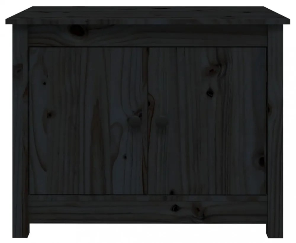 fekete tömör fenyőfa dohányzóasztal 71 x 49 x 55 cm
