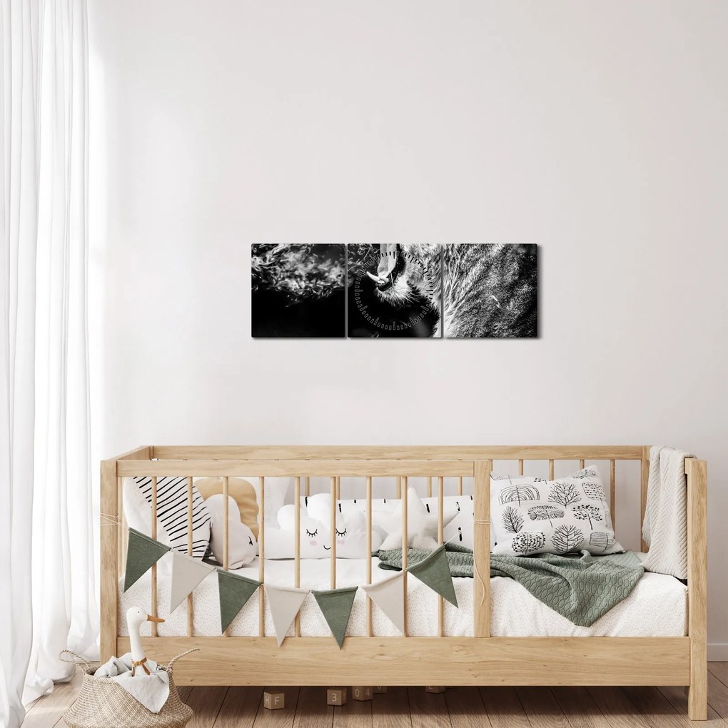 Kép - nőstény oroszlán portré (órával) (90x30 cm)