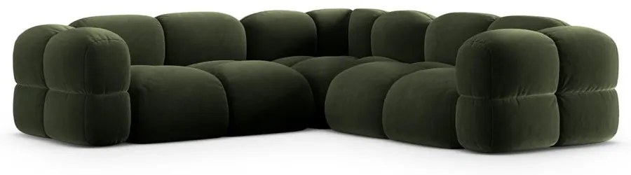 Zöld bársony sarokkanapé Loretto – Cosmopolitan Design