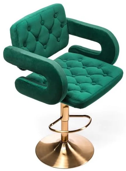 HR8403W Sötétzöld modern velúr szék arany lábbal