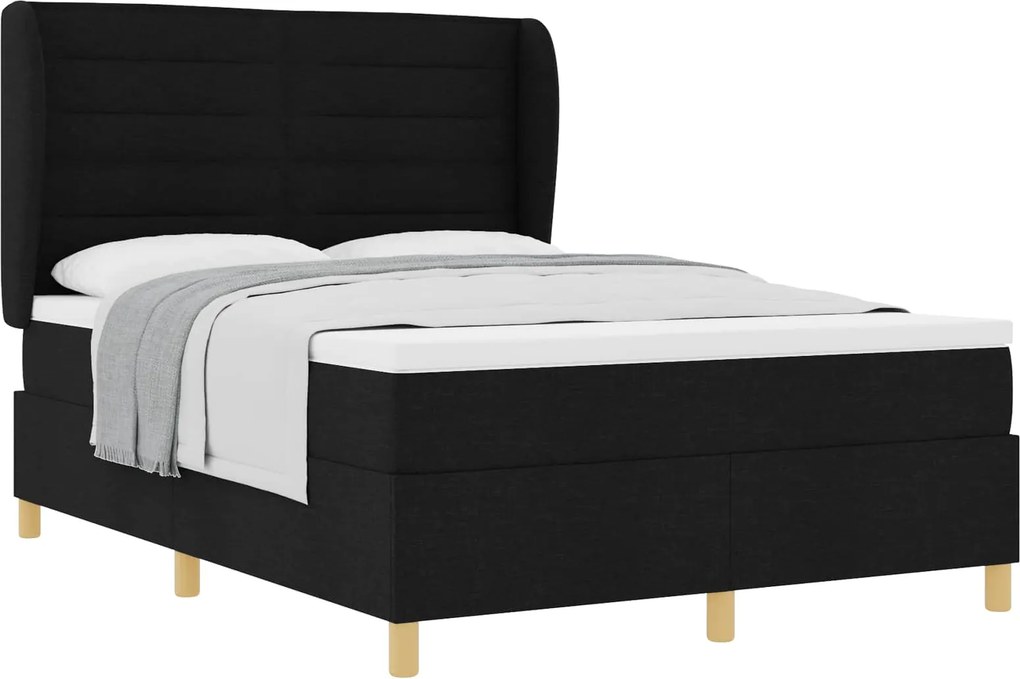 vidaXL Boxspring ágy matraccal Sötétszürke 90x190 cm Szövet Fekete