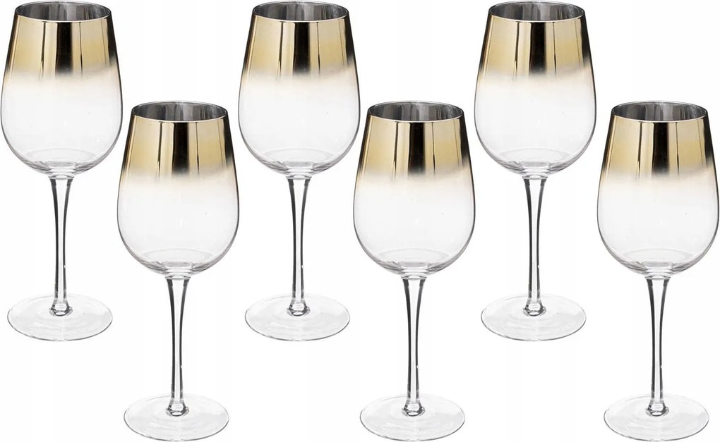 Borospoharak arany Üveg 380 ml 6 db