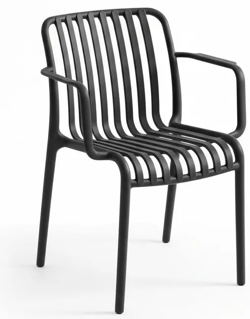 Műanyag szék TREGO karfával, antracit színű