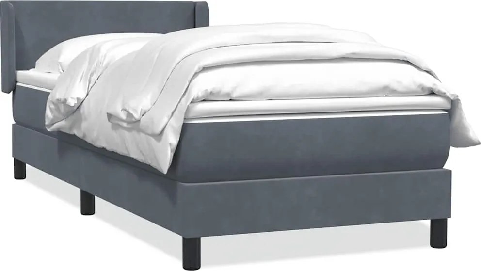 vidaXL sötétszürke bársony rugós ágy matraccal 80x210 cm