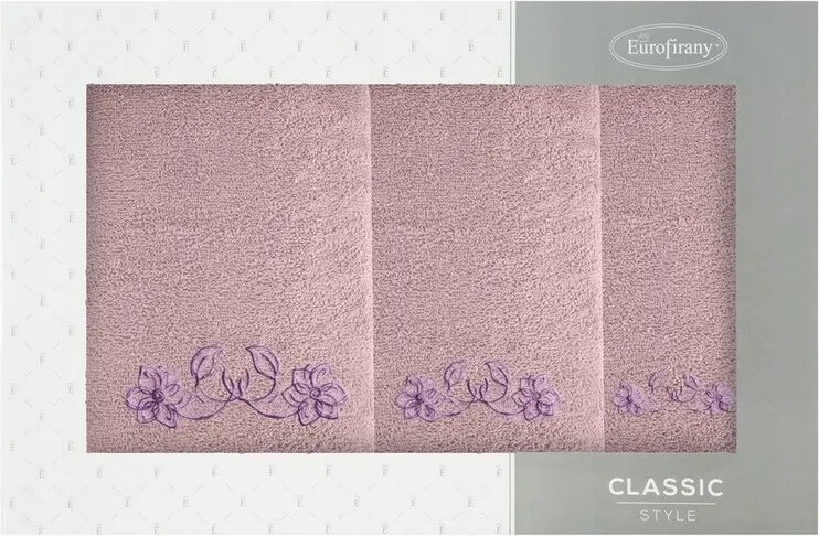 Törölköző szett 3 db-os Lila púderrózsaszín