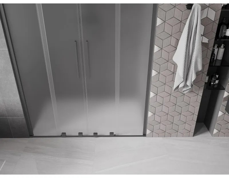 Mexen Velar Duo, tolózuhanyajtó nyitáshoz 160 cm, 8 mm-es matt üveg, polírozott grafit, 871-160-000-32-95