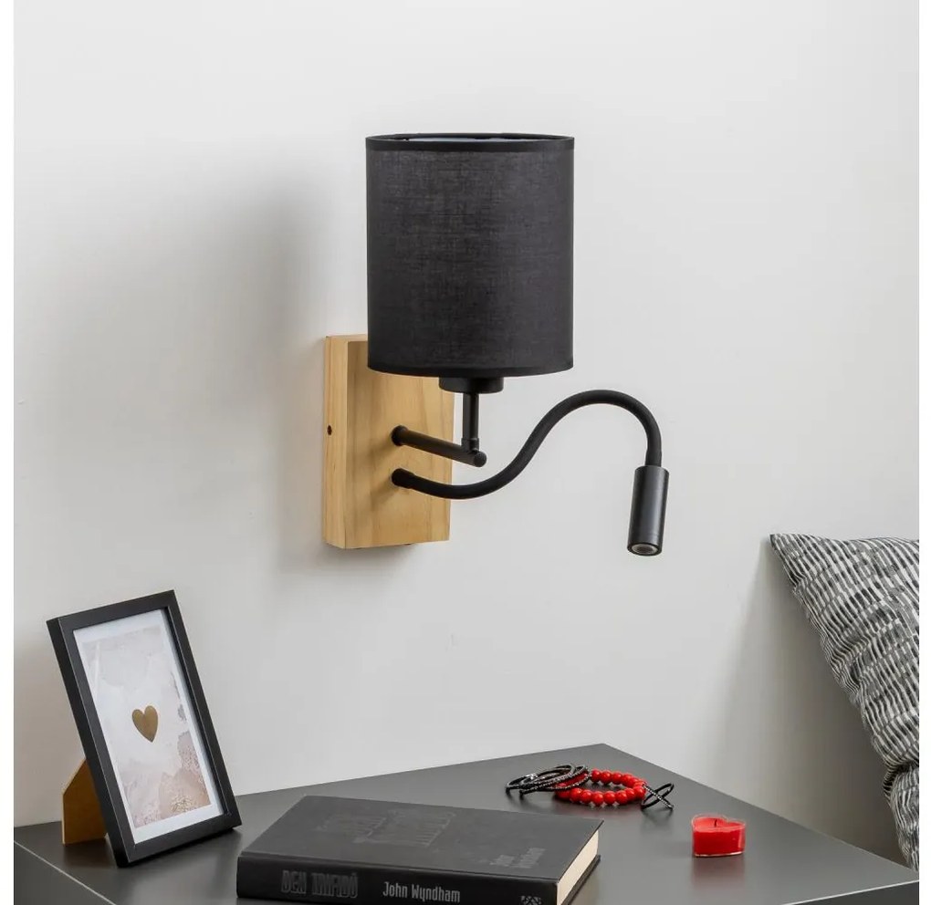 Brilagi - LED Fali lámpa NUBILA WOOD 1xE27/25W/230V + LED/3W tölgy/fekete