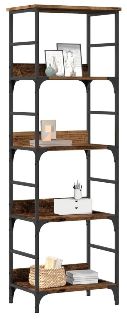 antik fa színű szerelt fa könyvszekrény 50 x 33 x 153 cm