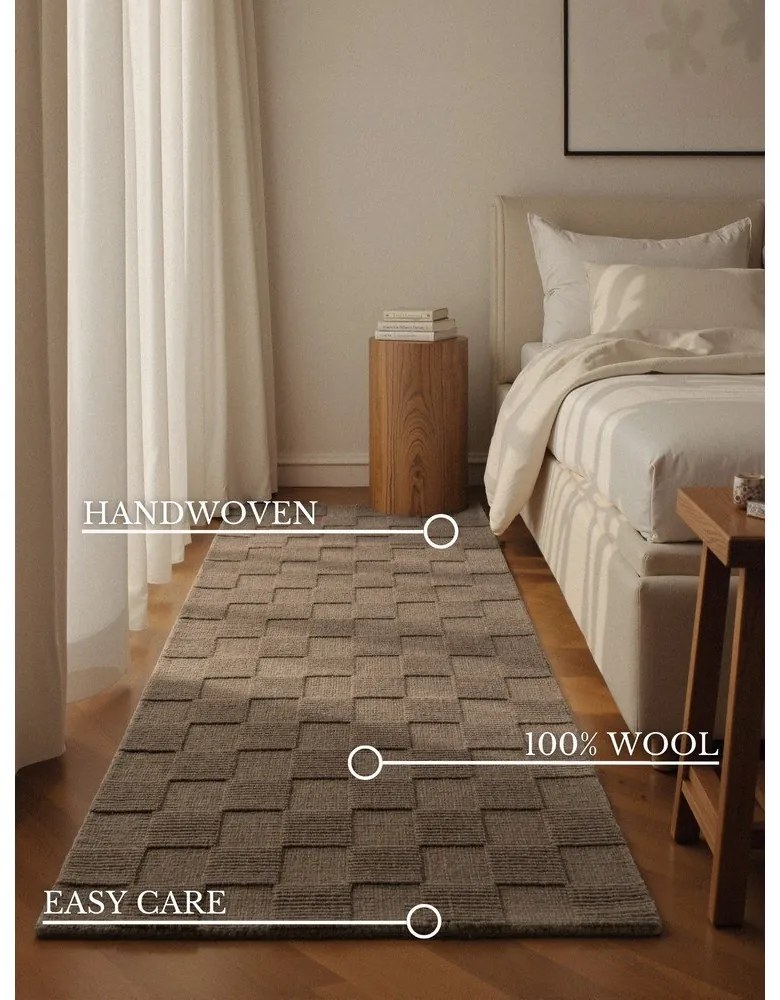 Barna kézi szövésű gyapjú futószőnyeg 80x200 cm Scala – Villeroy&amp;Boch