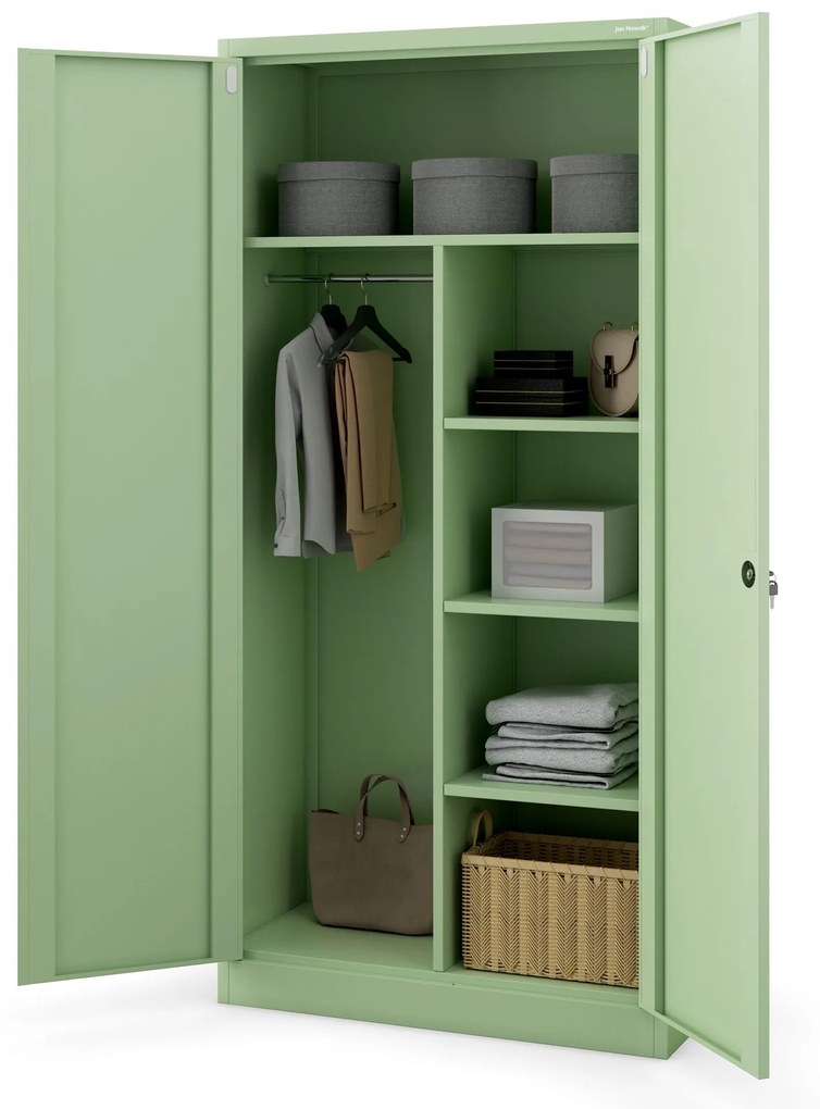 Zárható tárolószekrény DAWID, 900 x 1850 x 450 mm, Fresh Style: pasztellzöld