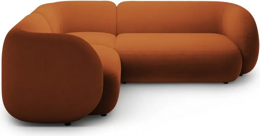 Terrakotta színű bársony sarokkanapé (bal oldali-L alakú) Kate – Micadoni