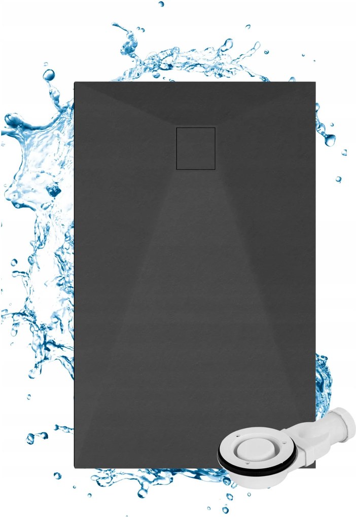 Zuhanytálca Téglalap Alakú 150x90 CM Fekete Smc Kompozit Teja