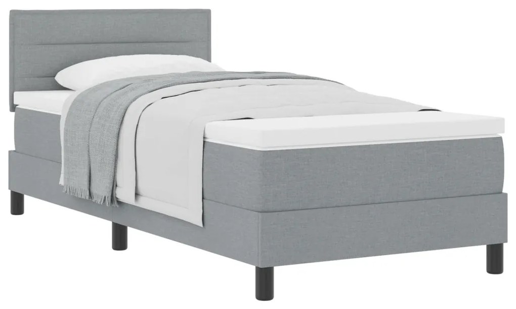 Box Spring Ágy Matraccal Világosszürke 90x200 cm Szövet
