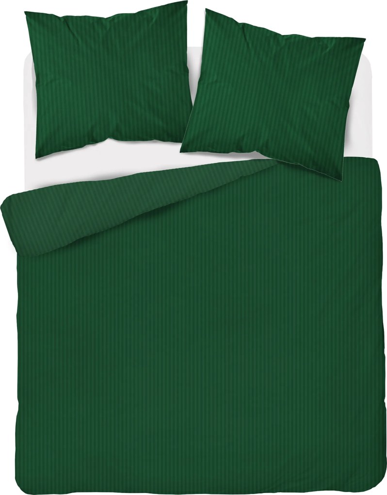Prémium sima csíkos szatén ágyneműhuzat 220x200 zöld