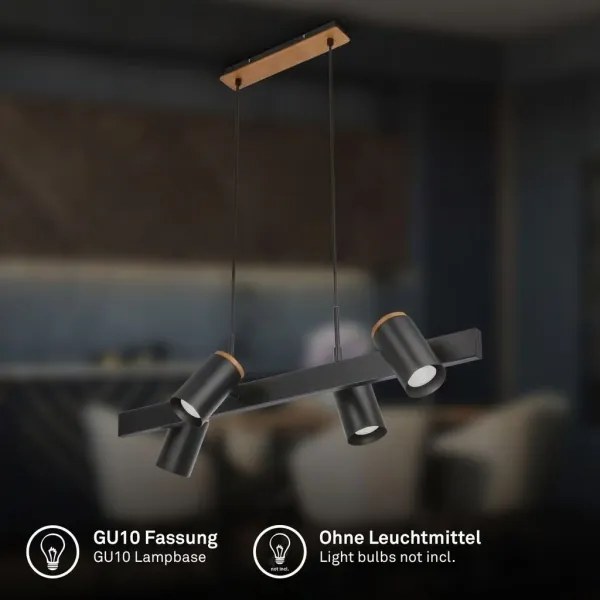 Briloner 4059045 - ERA kábeles csillár 4xGU10/10W/230V fekete