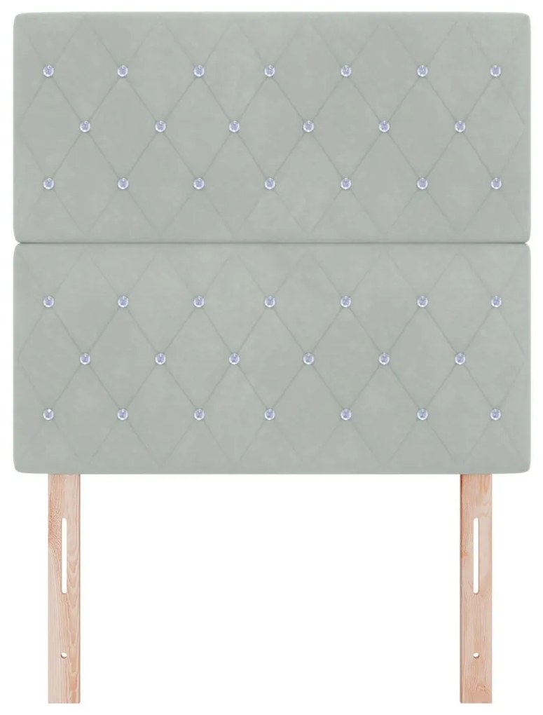 Bársony Fejtámla Argyle Világosszürke 100 cm Bársony