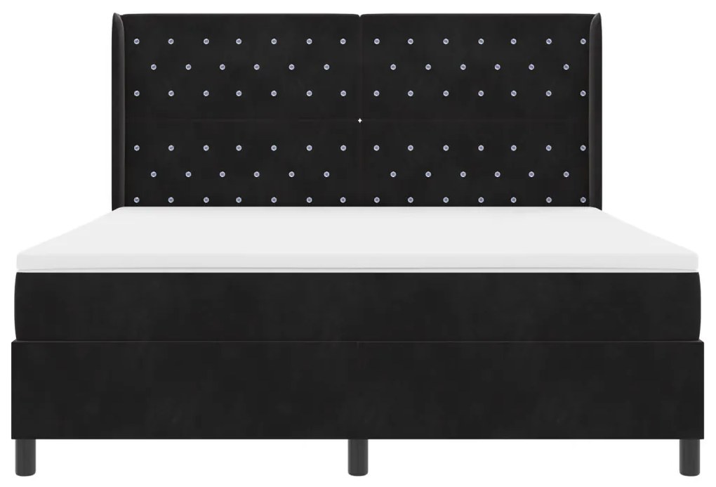 Boxspring Ágy Mattal és LED Fénnyel Fekete 180x200 cm Bársony