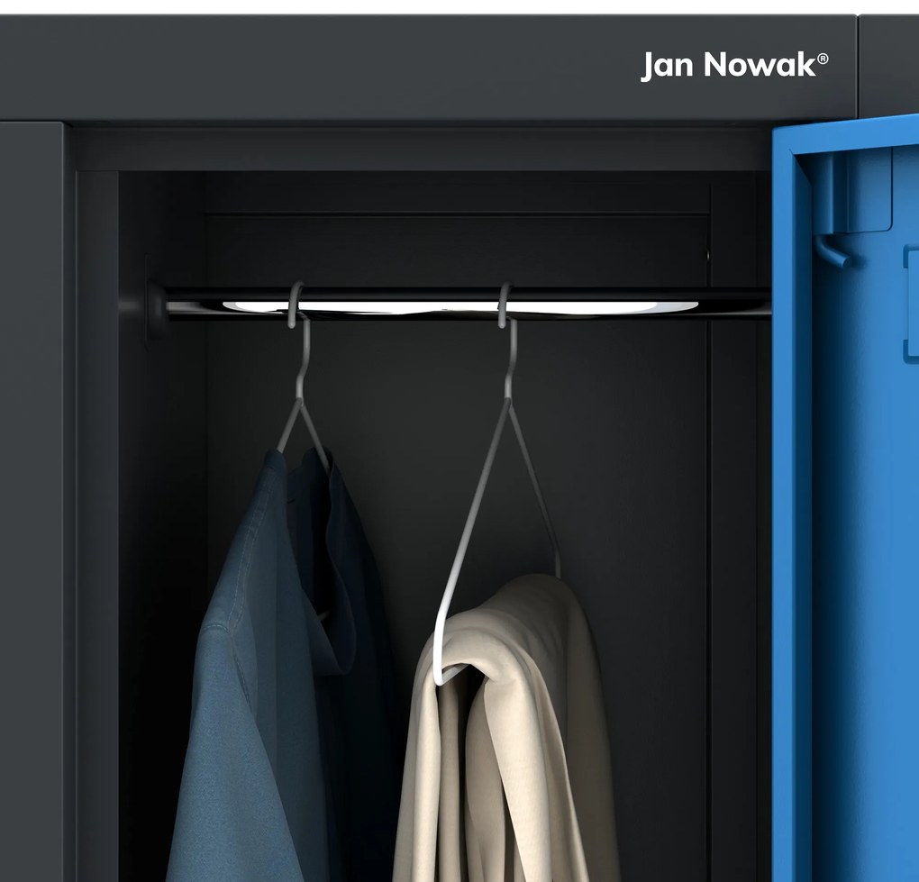 Fémöltözőszekrény – IGOR 6 ajtós szekrény, 900 x 1850 x 450 mm, antracit-kék