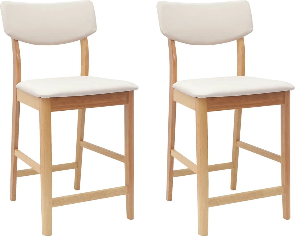 vidaXL Étkező Székek 2 pcs Természetes 48 x 49 x 95 cm Tömör Gumi Fa
