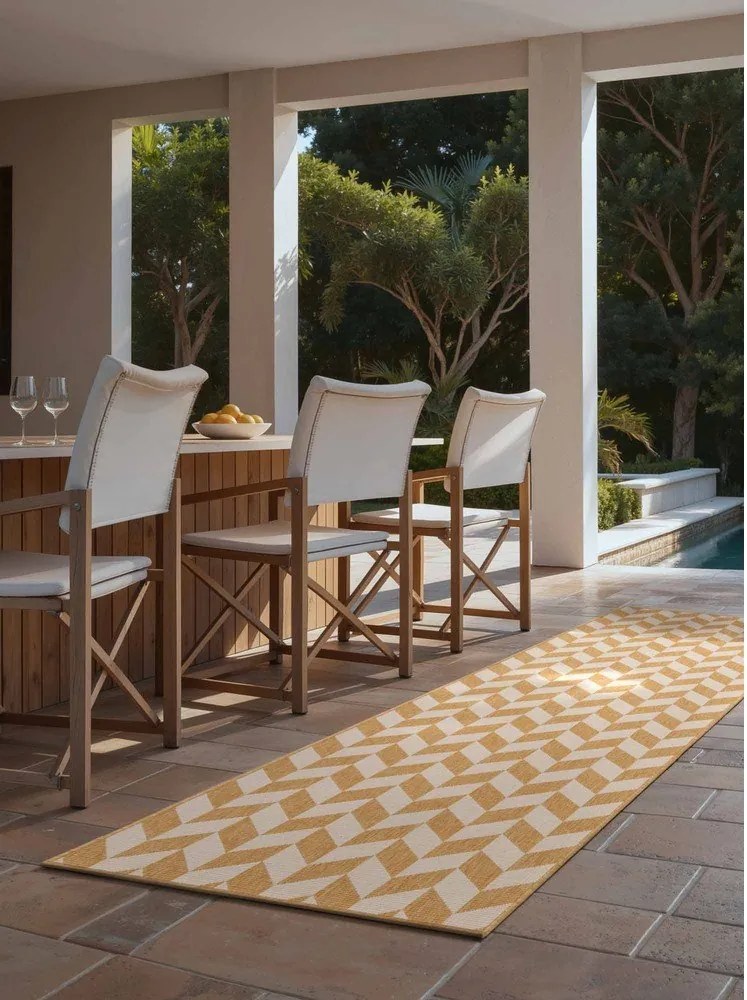 Okkersárga-krémszínű kültéri-beltéri futószőnyeg 80x200 cm Haringey Terrick – Ted Baker