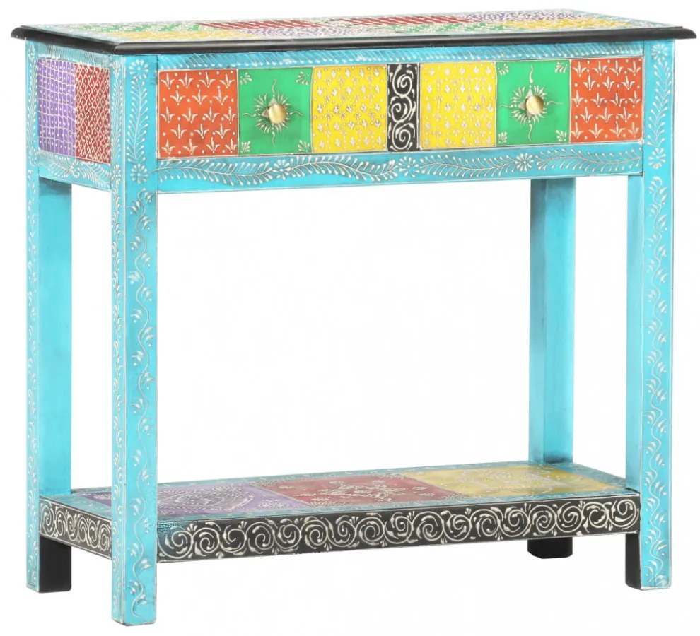 kézzel festett tömör mangófa tálalóasztal 80 x 35 x 75 cm