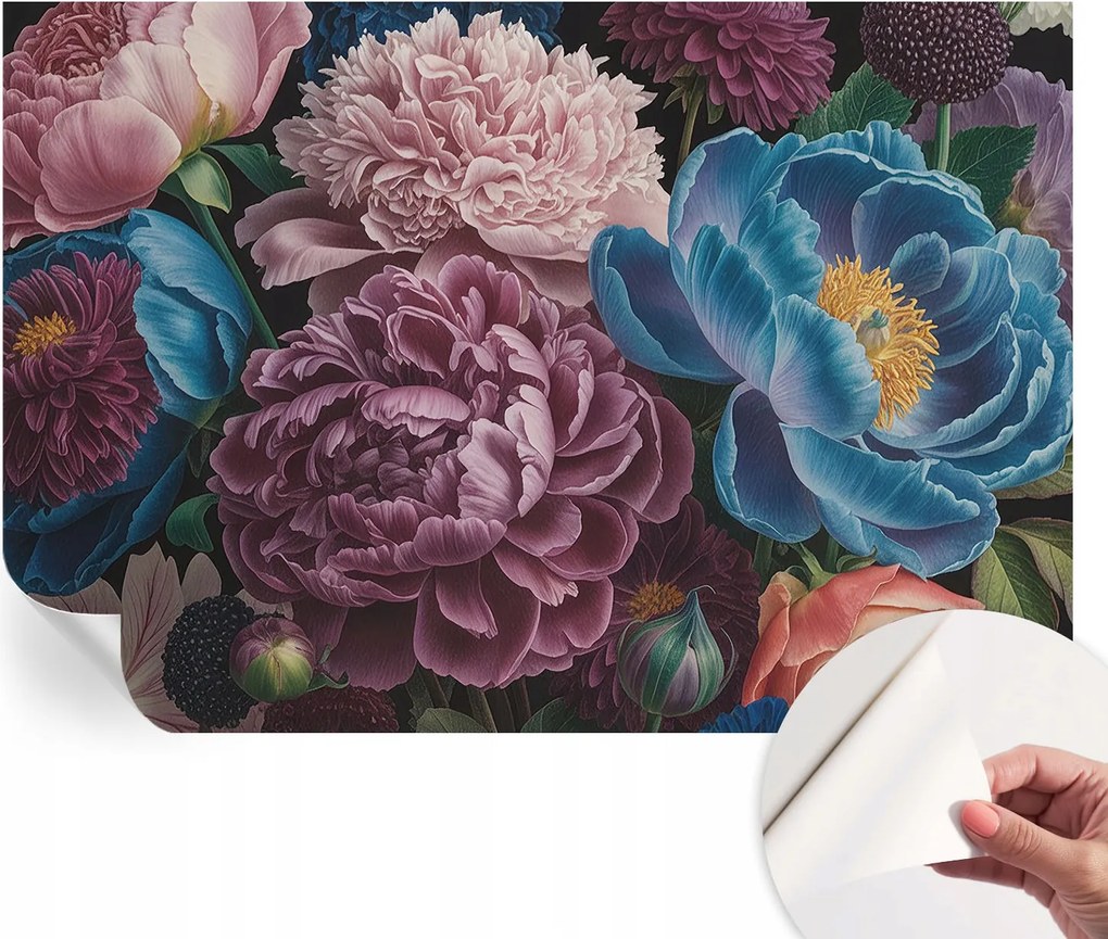 Öntapadós tapéta Fali furnér 3D hatás Színes virágok 152x104 cm