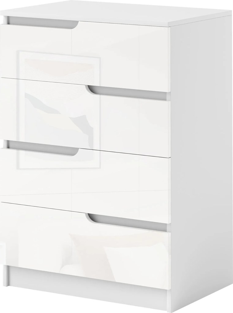 HOMCOM 4-Fiókos Komód Modern Hálószobai Komód Billenés Elleni Fiókos Szekrény Nappaliba Előszobába 60x40x85 cm Fehér | Aosom