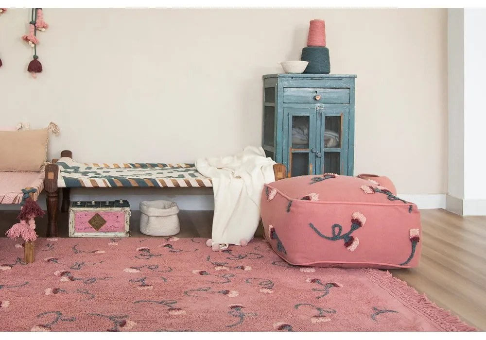 Rózsaszín gyerek babzsákfotel English Garden – Lorena Canals