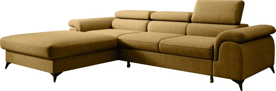 Kihúzható ülőgarnitúra, mustárszínű, balos, HORTY ROH