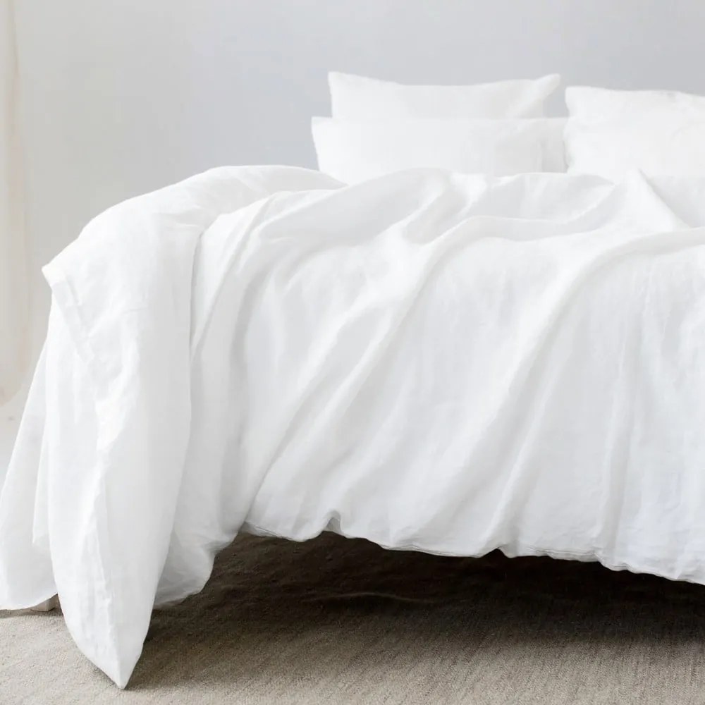 Fehér kétszemélyes lenkeverék ágyneműhuzat 200x200 cm – Linen Tales