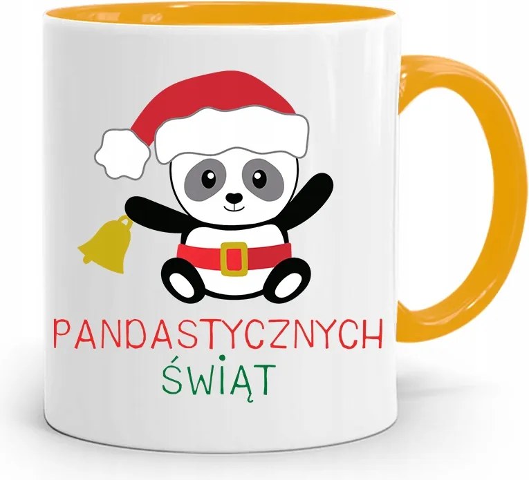 Sárga Karácsonyi Bögre Mikulásra, fényképes nyomtatással