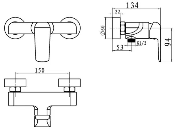 Novaservis - Zuhanycsaptelep NOBLESS TINA fényes króm