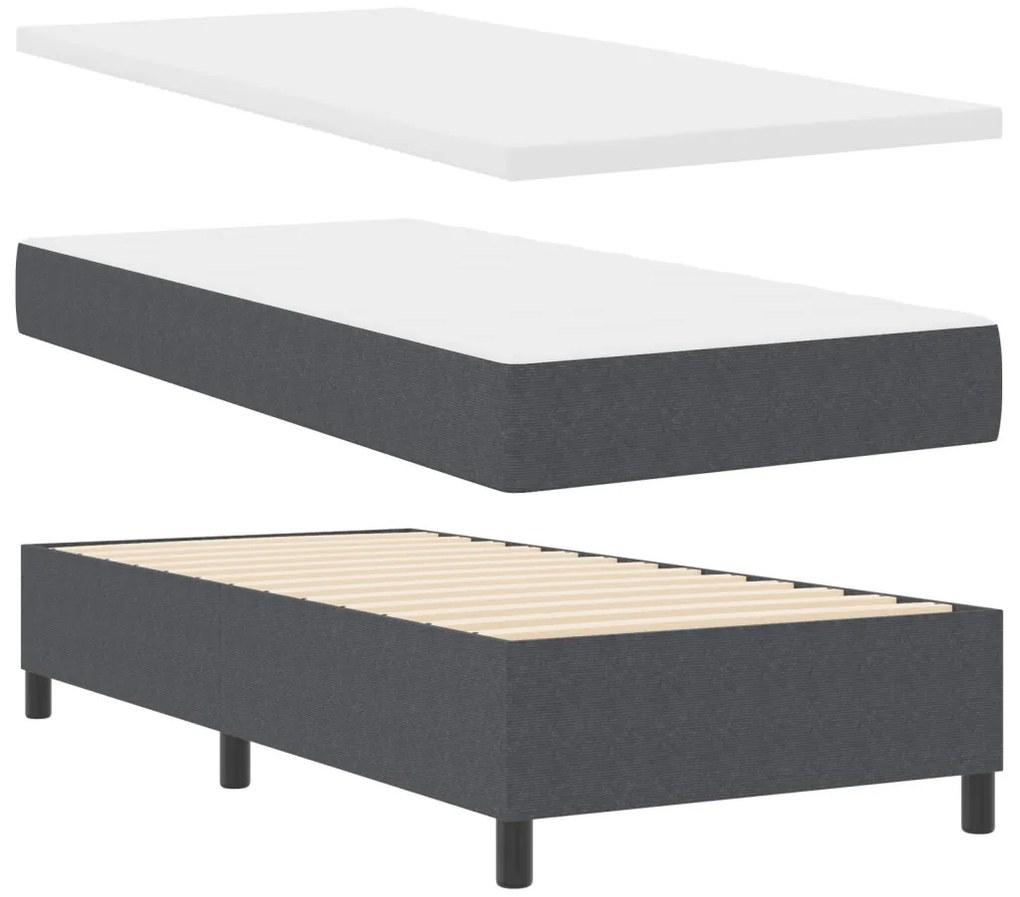 Box Spring Ágy Matracokkal Sötétszürke 90x200 cm Kordbársony