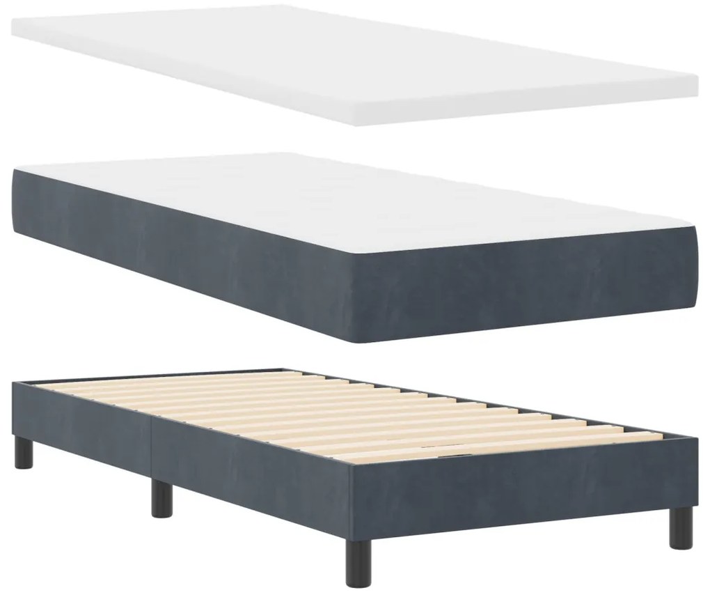 Boxspring Ágy Matracokkal Sötétszürke 90x200 cm Bársony