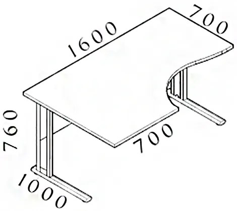 Visio ergonomikus asztal 160 x 100 cm, bal, fehér