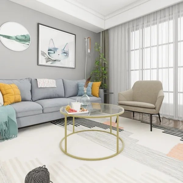 BERLIN konferencia asztal 80x45 cm arany/átlátszó