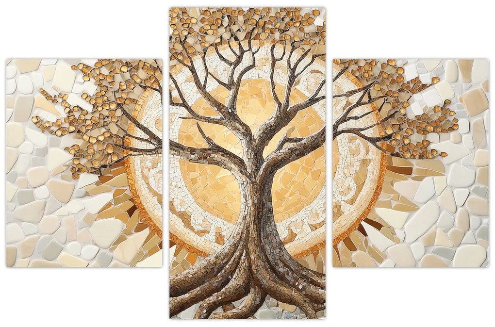 Kép – Arany életfa mozaikban (90x60 cm)