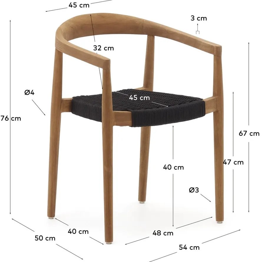Natúr színű tömörfa kerti szék szett 4 db-os Ydalia – Kave Home