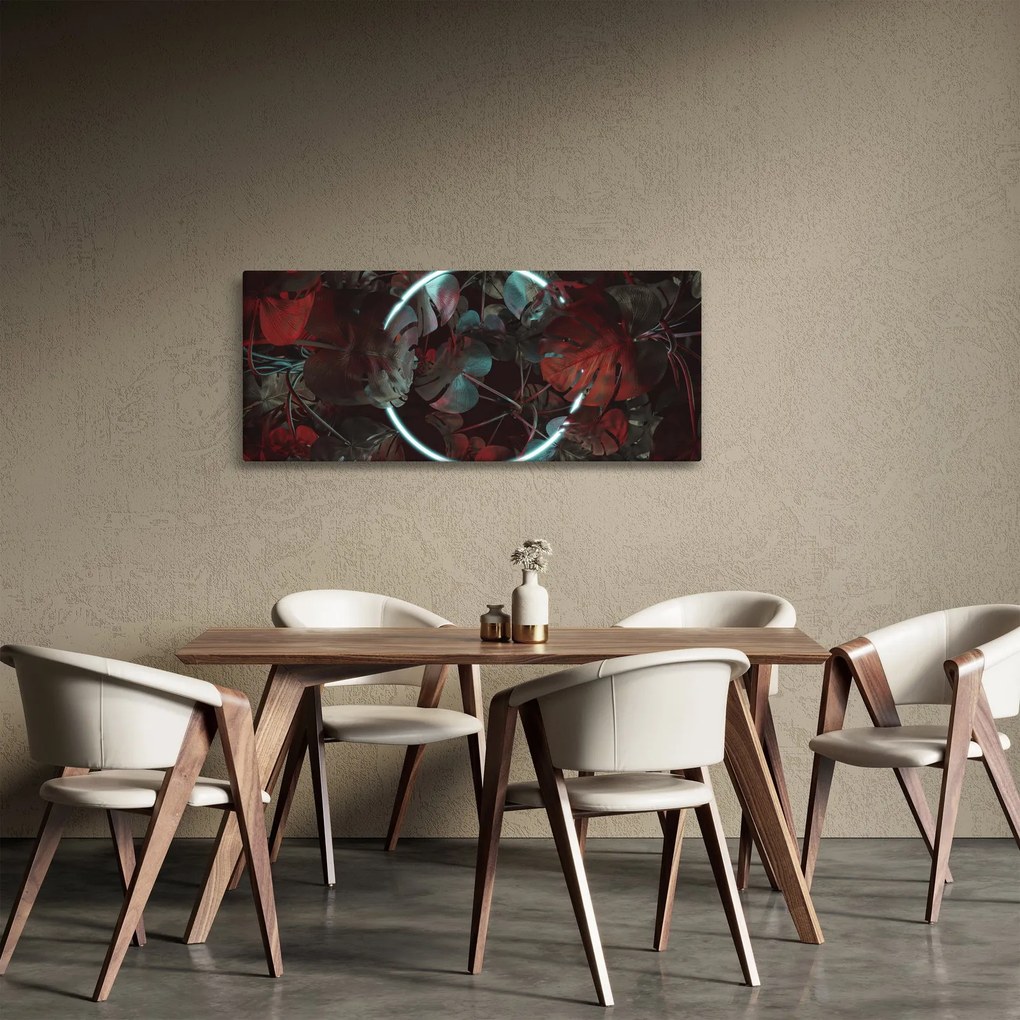 Kép - Neon kör a pálmafák között (120x50 cm)