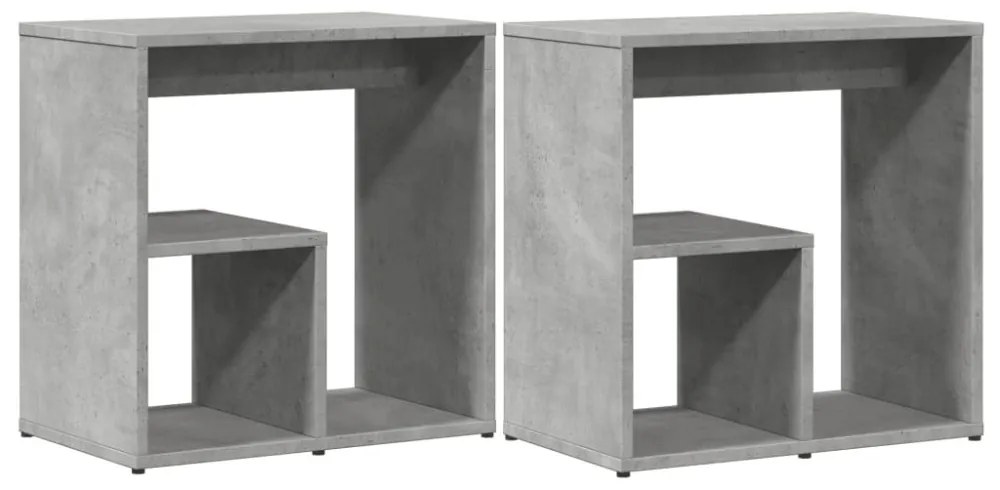 2 db betonszürke szerelt fa kisasztal 50x30x50 cm
