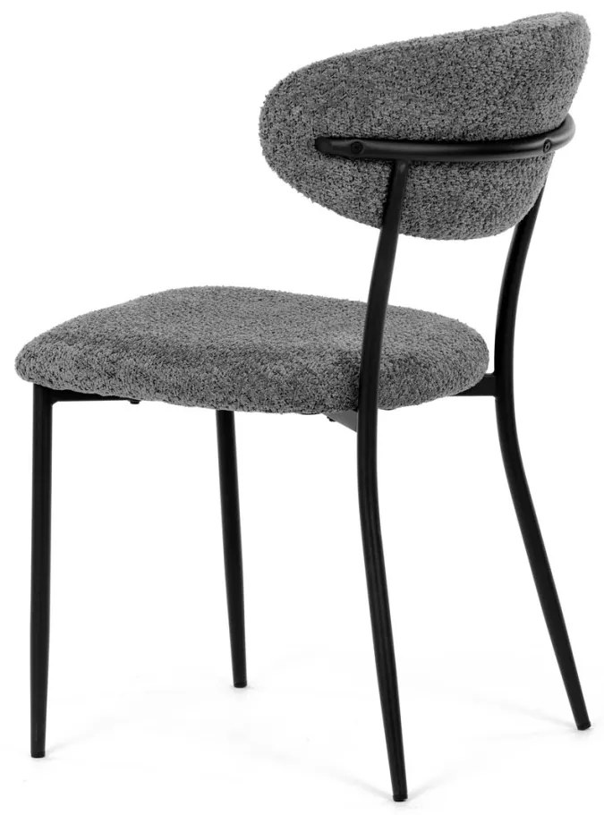 Scaun de sufragerie, stofa gri, picioare metalice negre