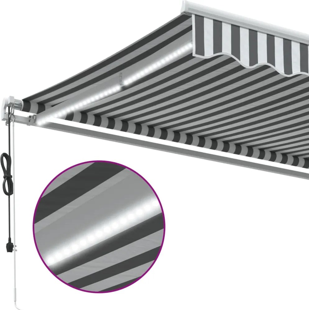 Antracitszürke-fehér LED-es automata napellenző 400 x 350 cm