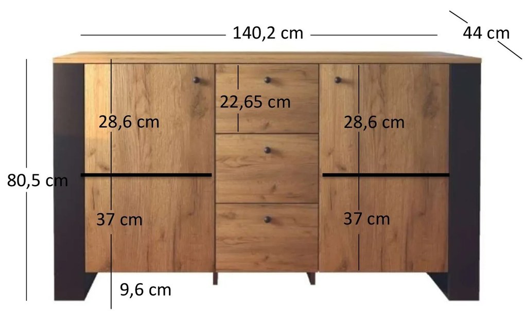 Komód Wayne (arany craft tölgy). 1053384
