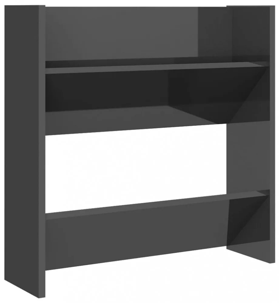 4 db magasfényű szürke szerelt fa fali cipősszekrény 60x18x60cm